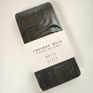 NWT White House Black Market Black Chevron Mesh Control Top Tights in M/L